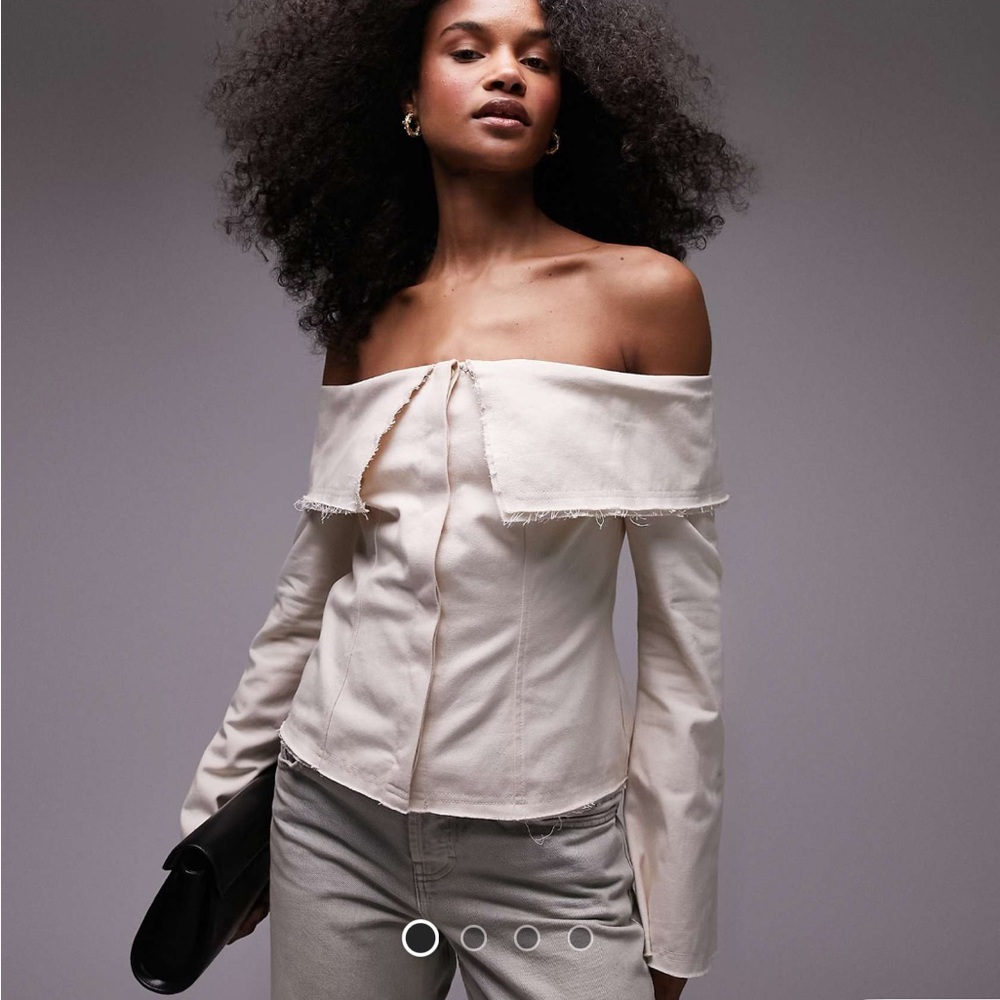 Topshop Off-Shoulder Cream Top